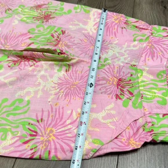 Lilly Pulitzer Mid Rise Wide Leg Pants Pink Green Size Small - Picture 7 of 13